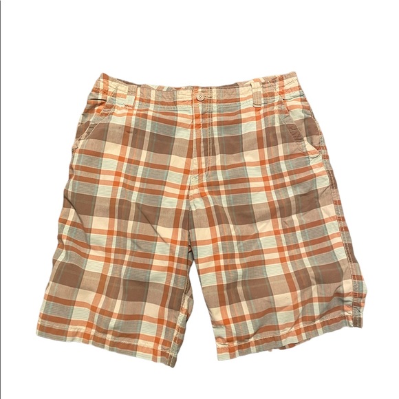 Aeropostale Shorts Aeropostale Mens Orange Brown Plaid Shorts Size